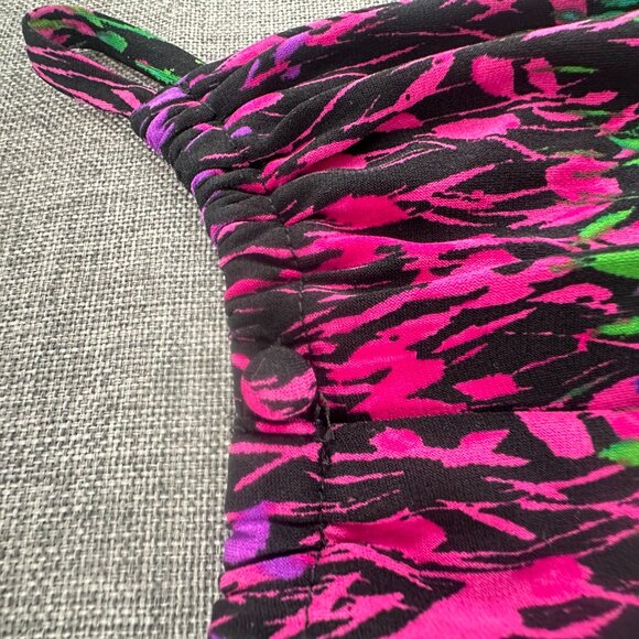 London Times Sleeveless Dress 10 petite Vibrant Colors Halter‎ Neckline Leaves - Picture 11 of 12